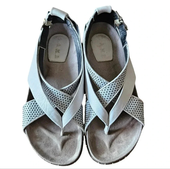 LAMB  Bellatrix Crisscross Gray Leather Women's Flats Sandals Shoes Size 9. - Picture 6 of 10